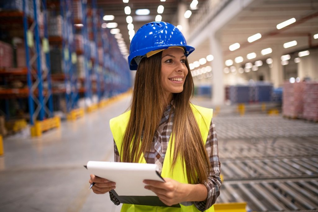 woman inspecting workplace