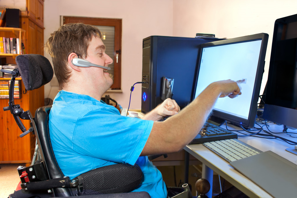 a disabled person working