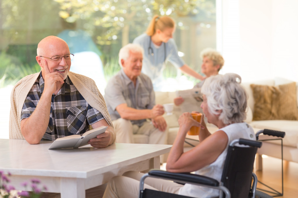 elderly people in an assisted living facility